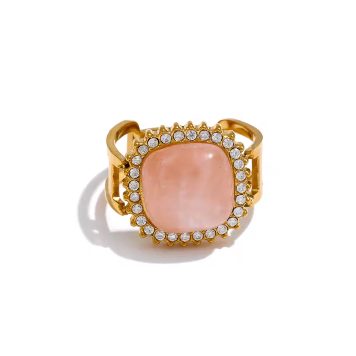 Pink Crystal Malachite Ring