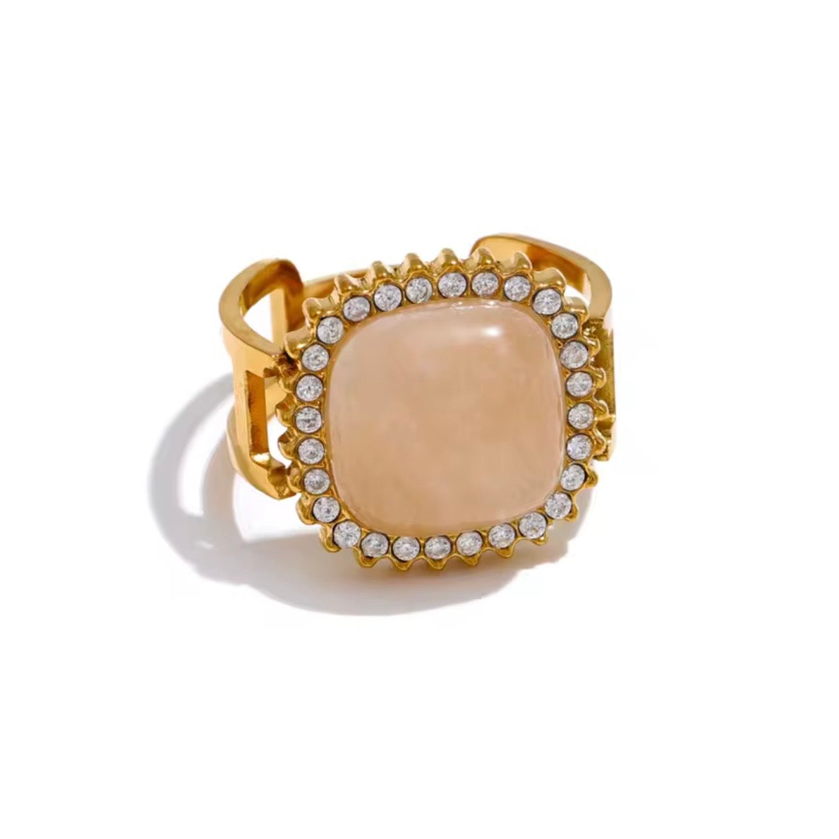 Pink Crystal Malachite Ring