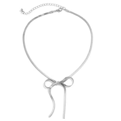 Side Bow Herringbone Necklace