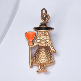 Enamel old Witch With Broom