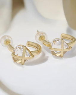 Dainty Crystal Heart Wrap Earring