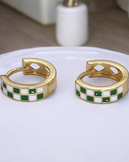 Checkered Enamel Earrings