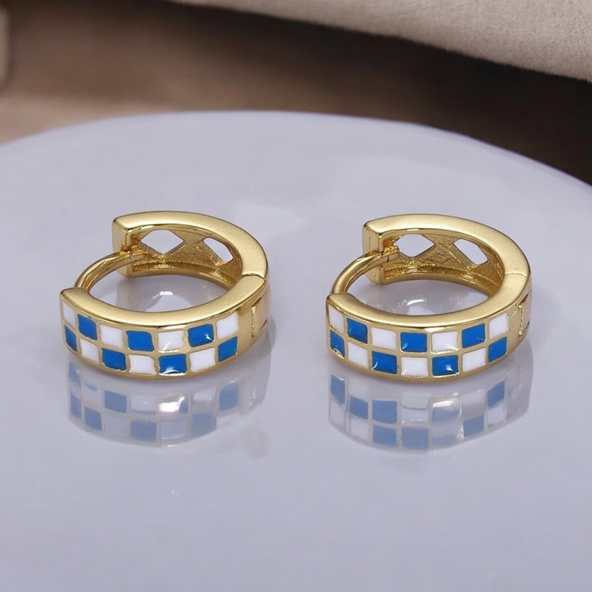 Checkered Enamel Earrings