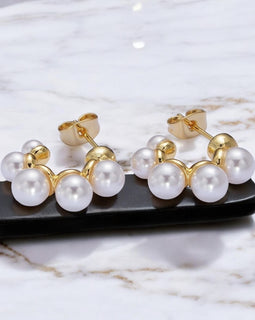 Gold Filled Round Pearl Earrings