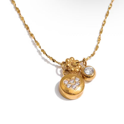 Round Heart Drop Necklace