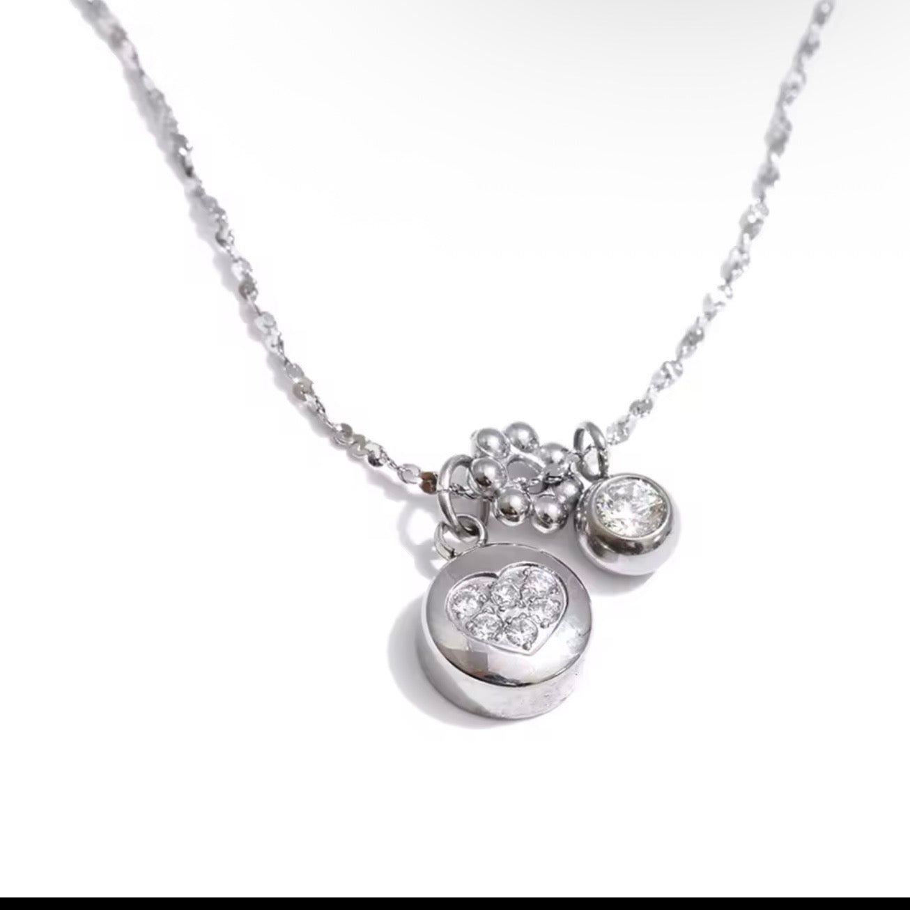 Round Heart Drop Necklace