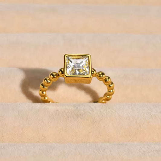 Bezel Set Square Chain Ring