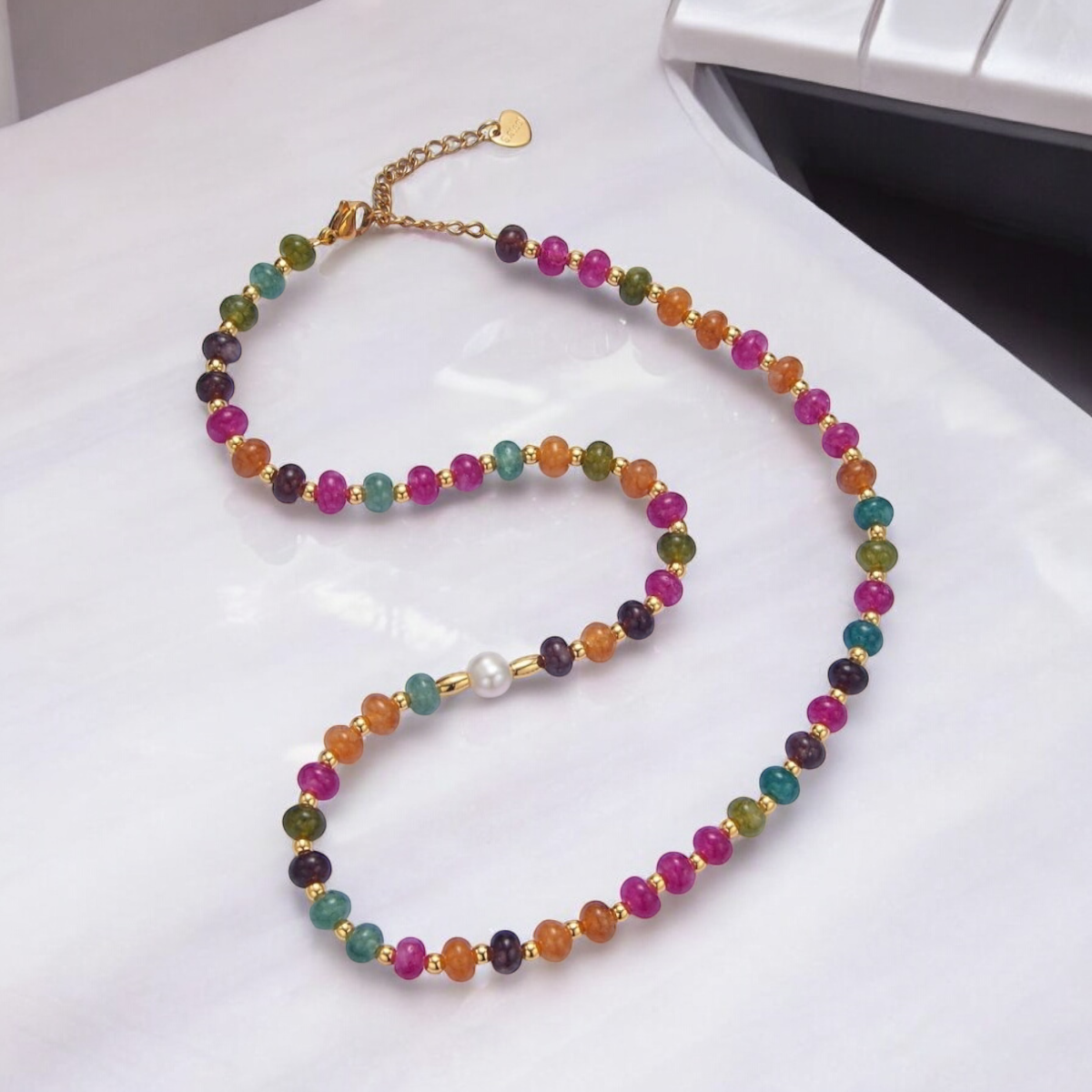 Multicolor Agate Shell Beaded Necklace