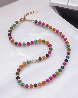 Multicolor Agate Shell Beaded Necklace