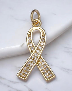 Micro Paved Cancer Awareness Charm