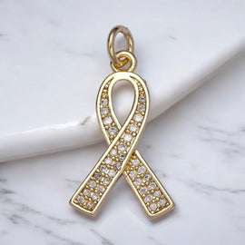 Micro Paved Cancer Awareness Charm