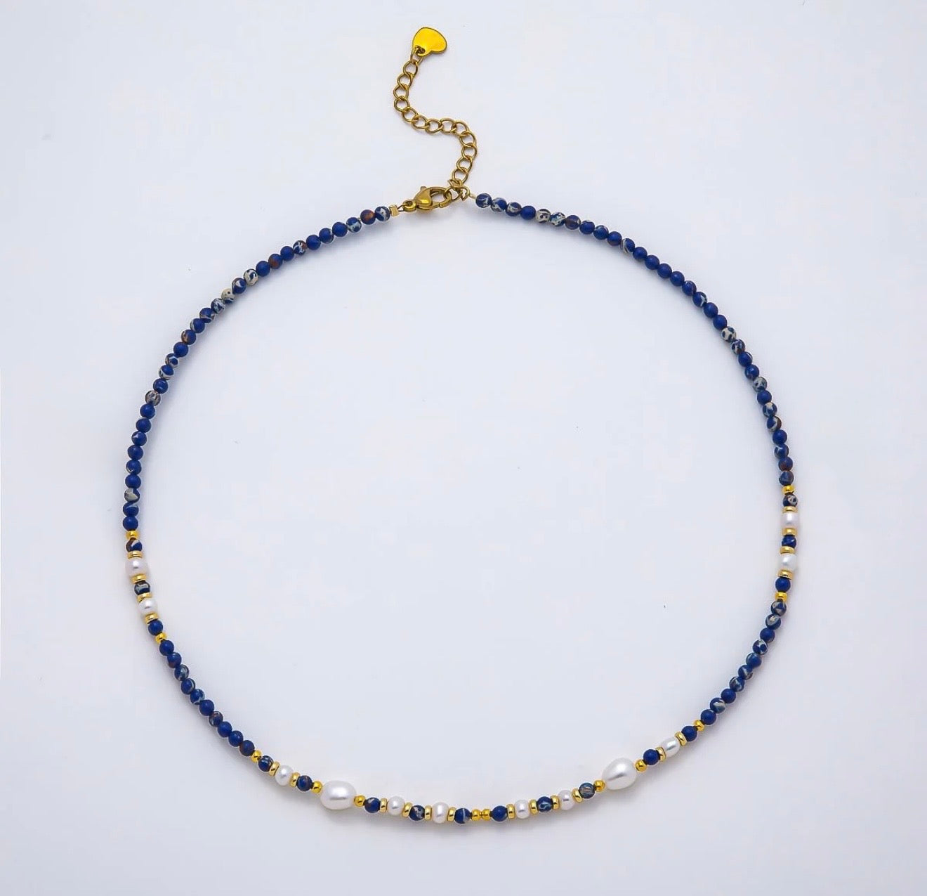 Lapis Shell Pearl Beaded Necklace