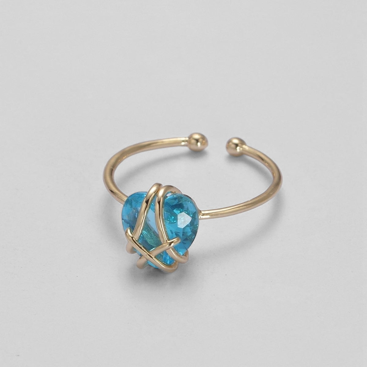 Birthstone Heart Wrapped Wire Ring