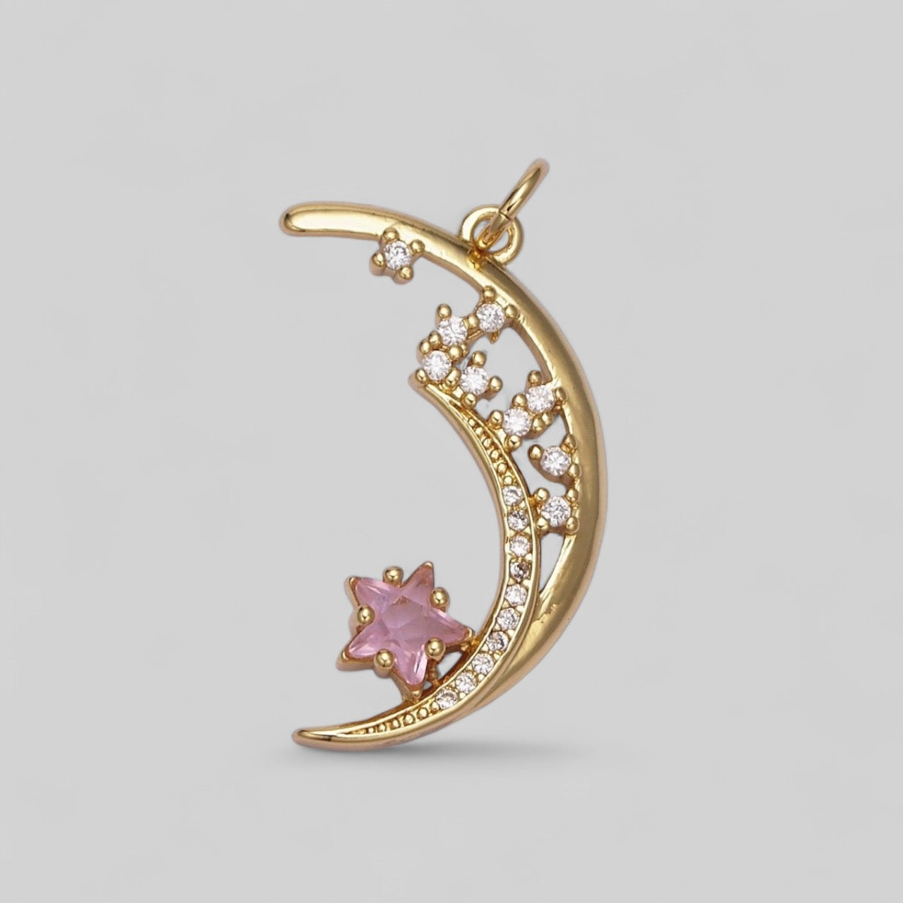 Pink Star Celestial Crescent Moon