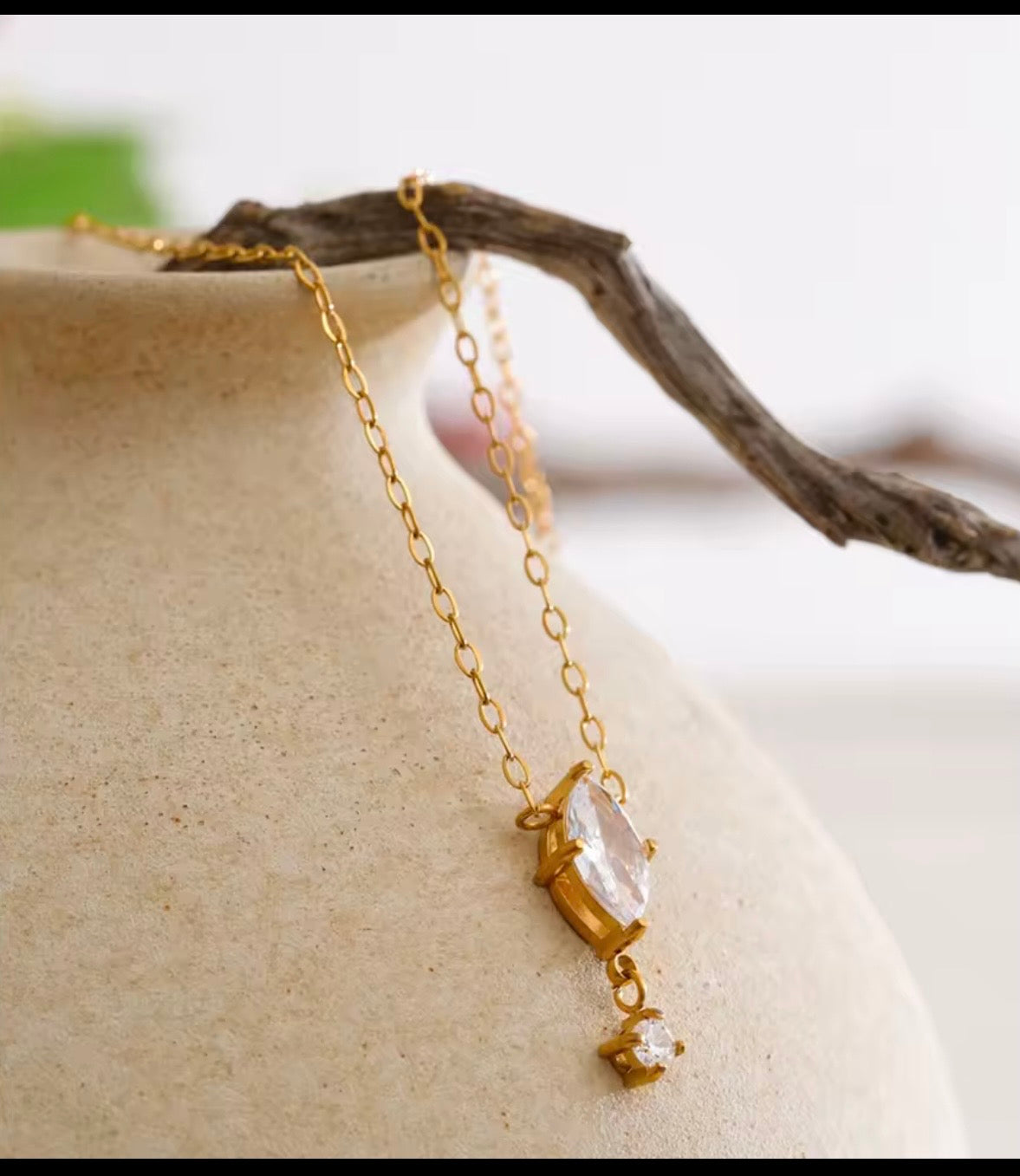 Glimmer Cz Teardop Necklace