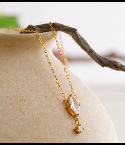 Glimmer Cz Teardop Necklace