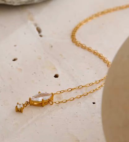 Glimmer Cz Teardop Necklace