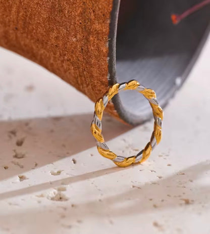 Golden Twist Two Tone Ring