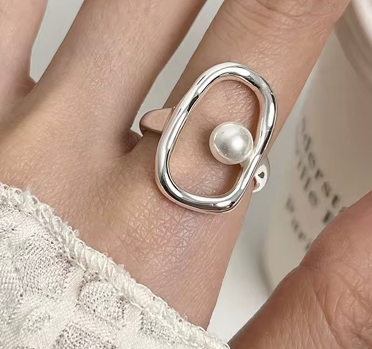 Pearl Orbit Sterling Silver Rings
