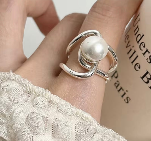 Pearl Orbit Sterling Silver Rings
