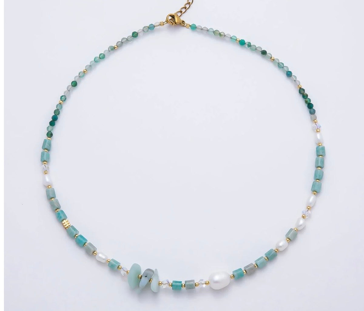 Shell Pearl Amazonite Beaded Necklace