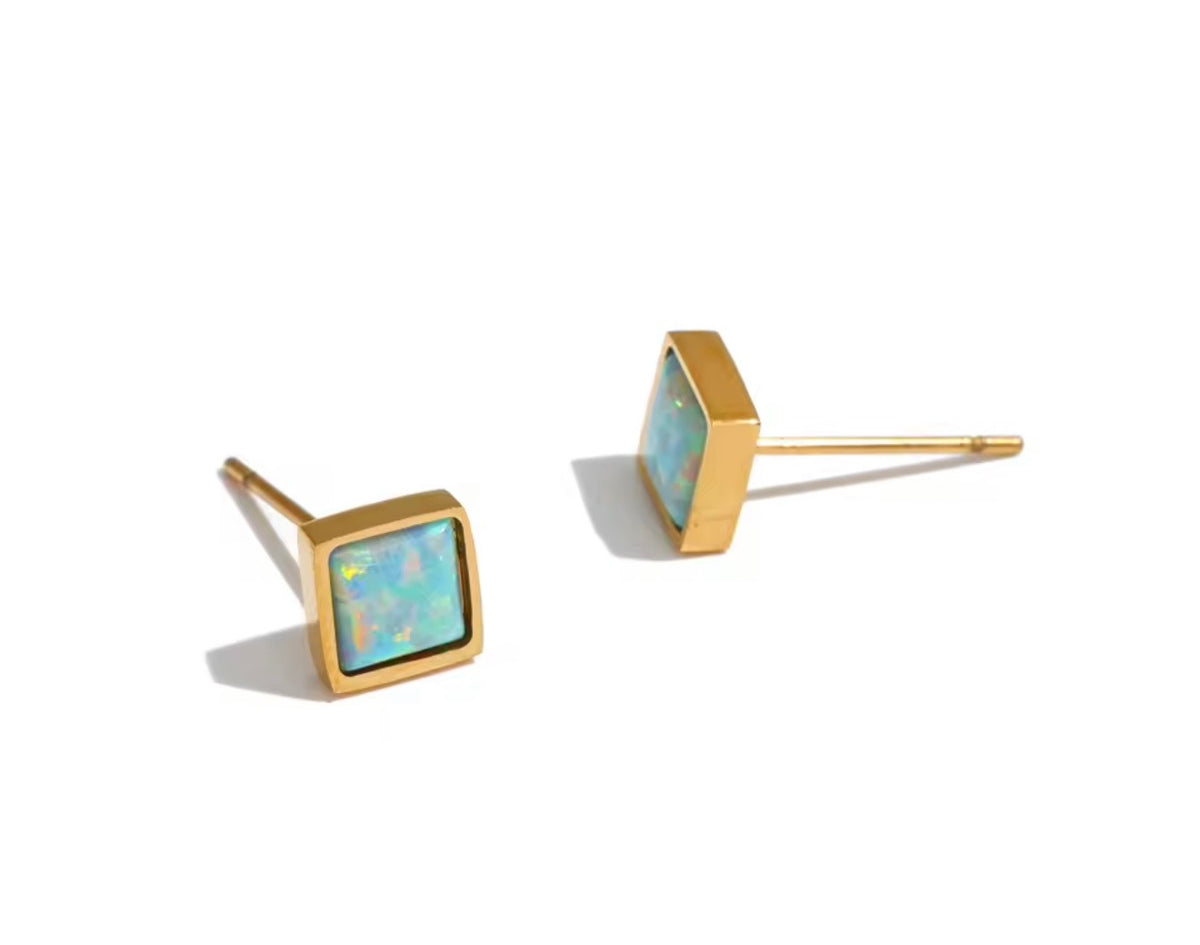 Natural Opal Stone Stud Earrings