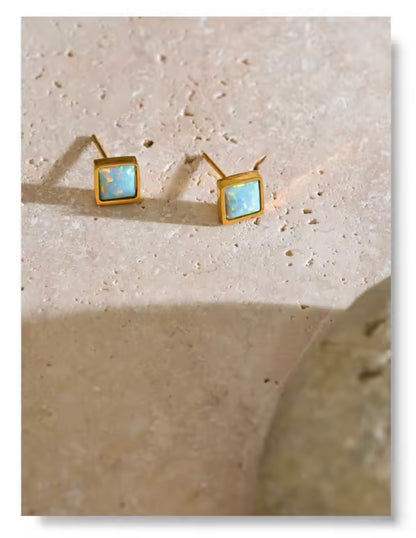 Natural Opal Stone Stud Earrings