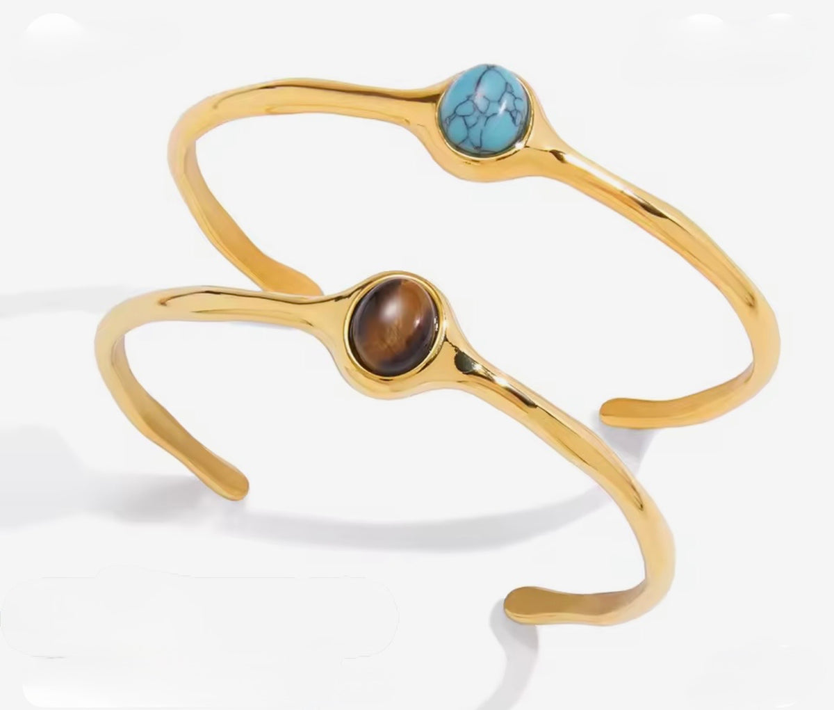 Vintage Stone Cuff Bangle Bracelet