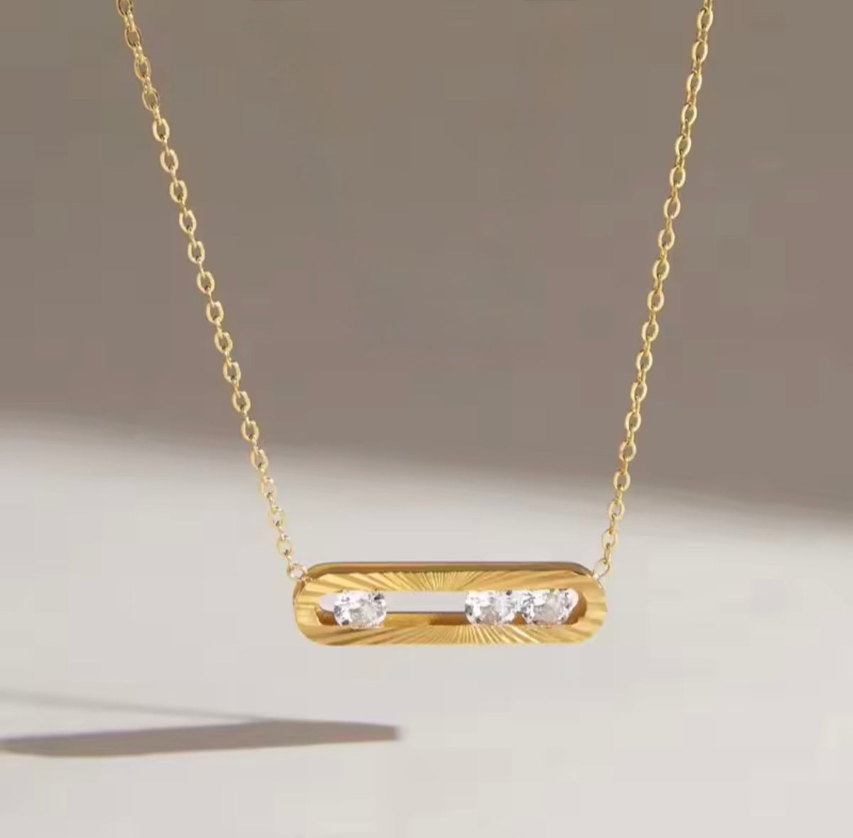 Slidable Zircon Pendant Necklace