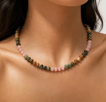Blush & Earth Stone Beaded Necklace