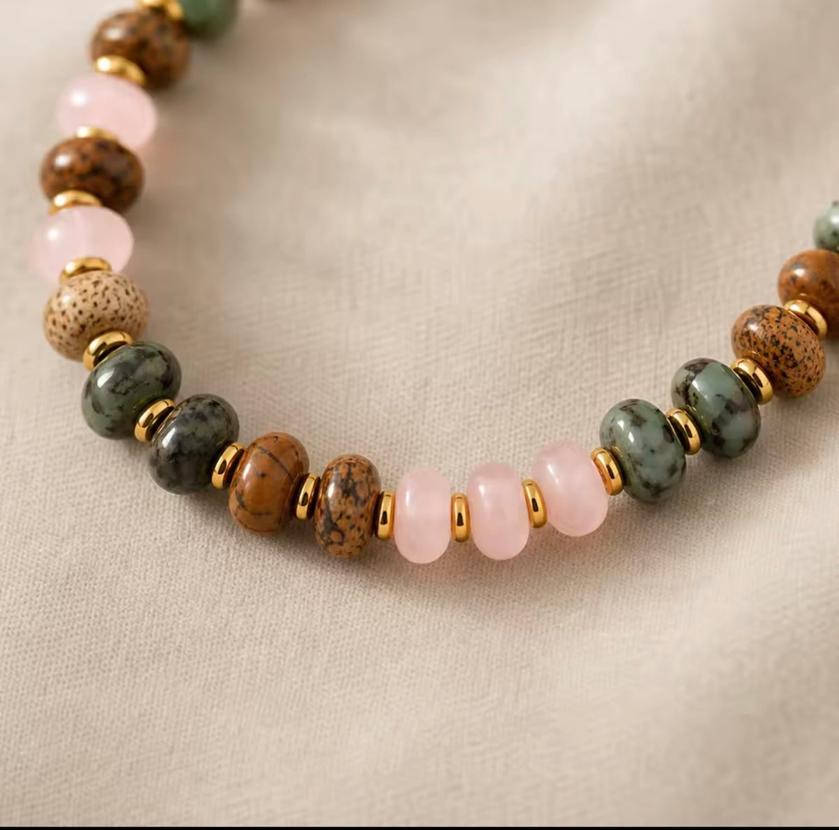 Blush & Earth Stone Beaded Necklace