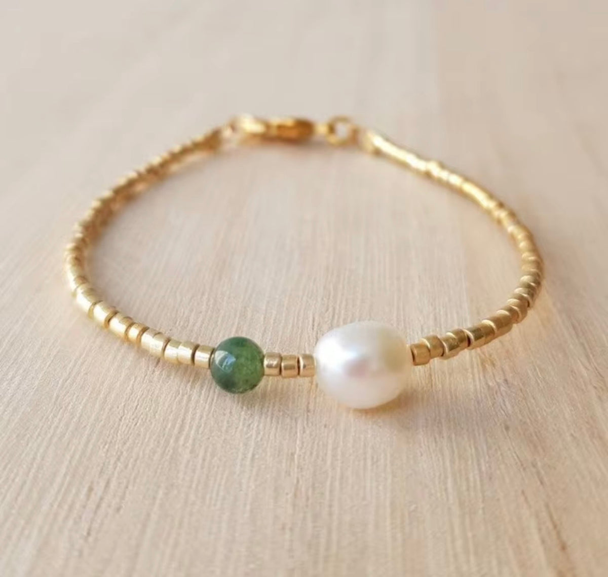 Golden Pearl & Jade Bracelet