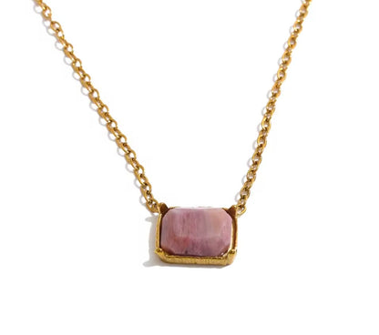 Rectangle Golden Stone Keepsake Pendant