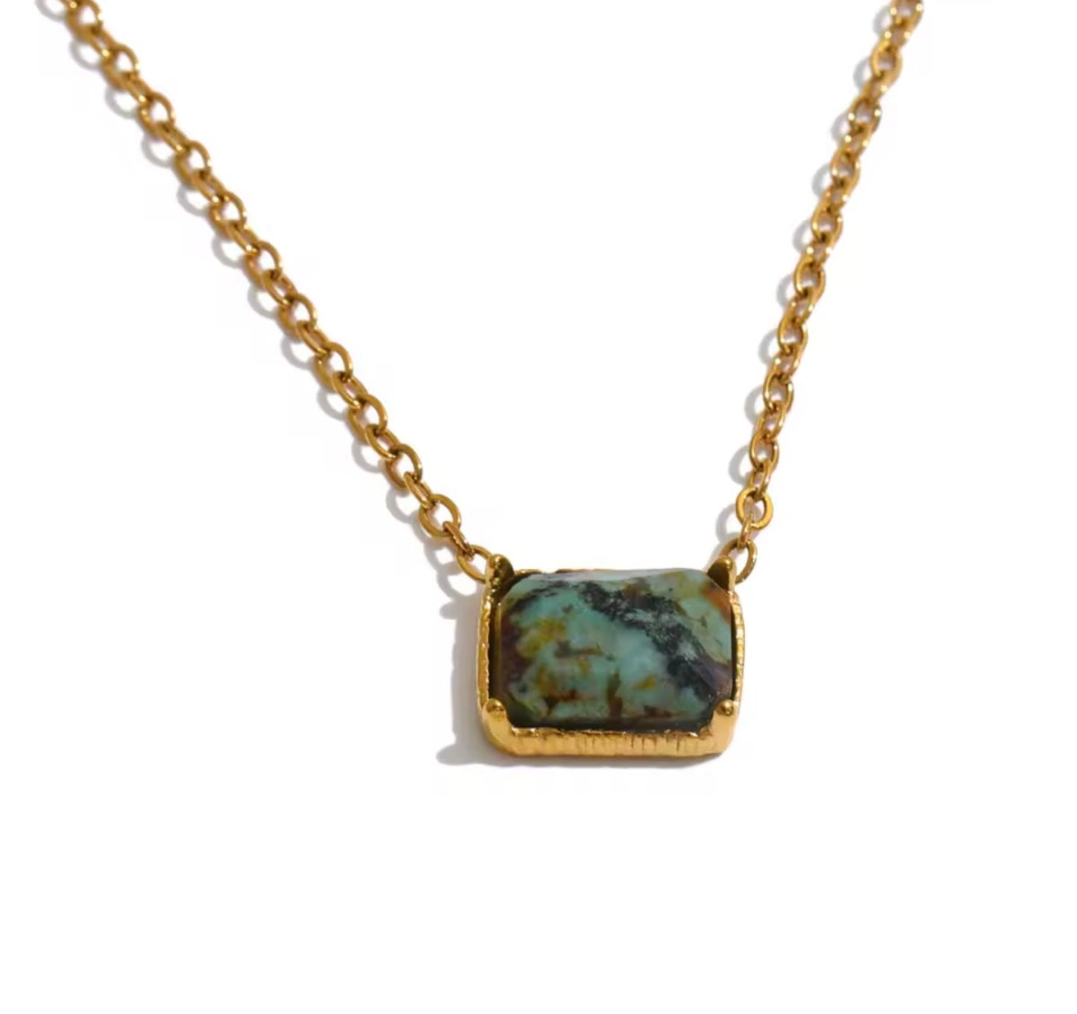 Rectangle Golden Stone Keepsake Pendant