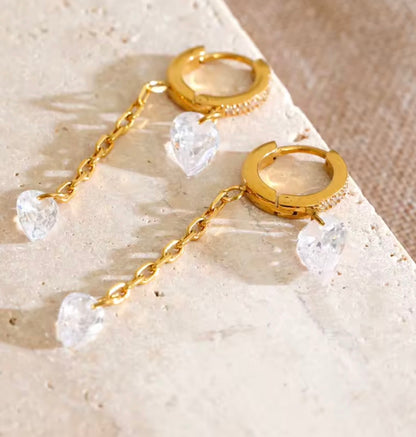 Tassel Zirconia Drop Hoop Earrings
