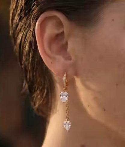 Tassel Zirconia Drop Hoop Earrings
