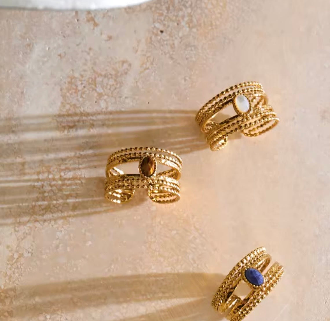 Gilded Stone Layered Ring