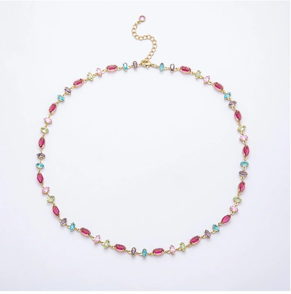 Multicolor Marquise CZ Station Necklace & Bracelet