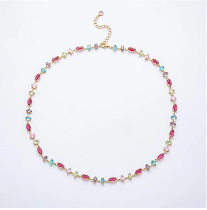 Multicolor Marquise CZ Station Necklace & Bracelet