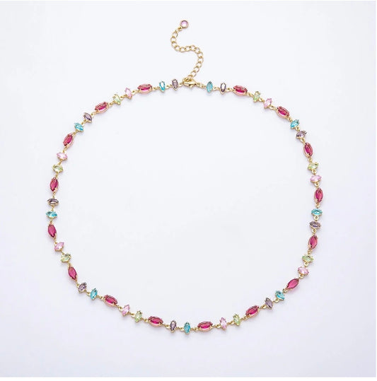 Multicolor Marquise CZ Station Necklace & Bracelet