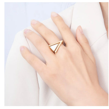 Geometric Triangle Mother of Pearl Ring
