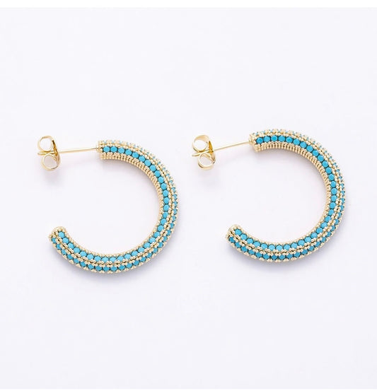 Turquoise Micro Paved CZ Earring