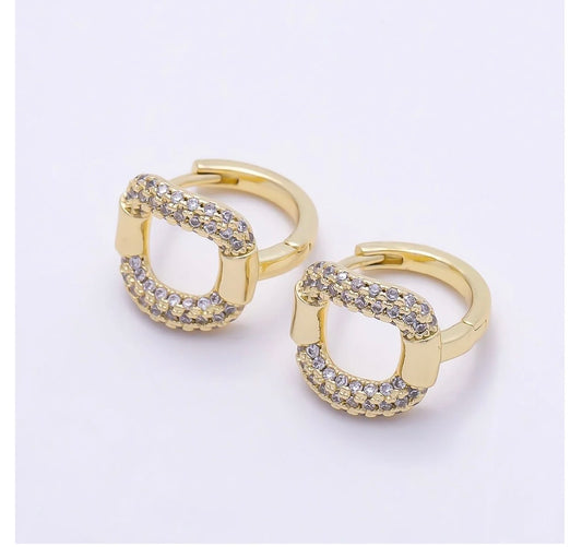 Open Square CZ Huggie Hoop