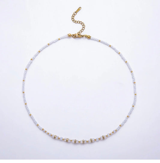 Blush & Crystal Beaded Necklace