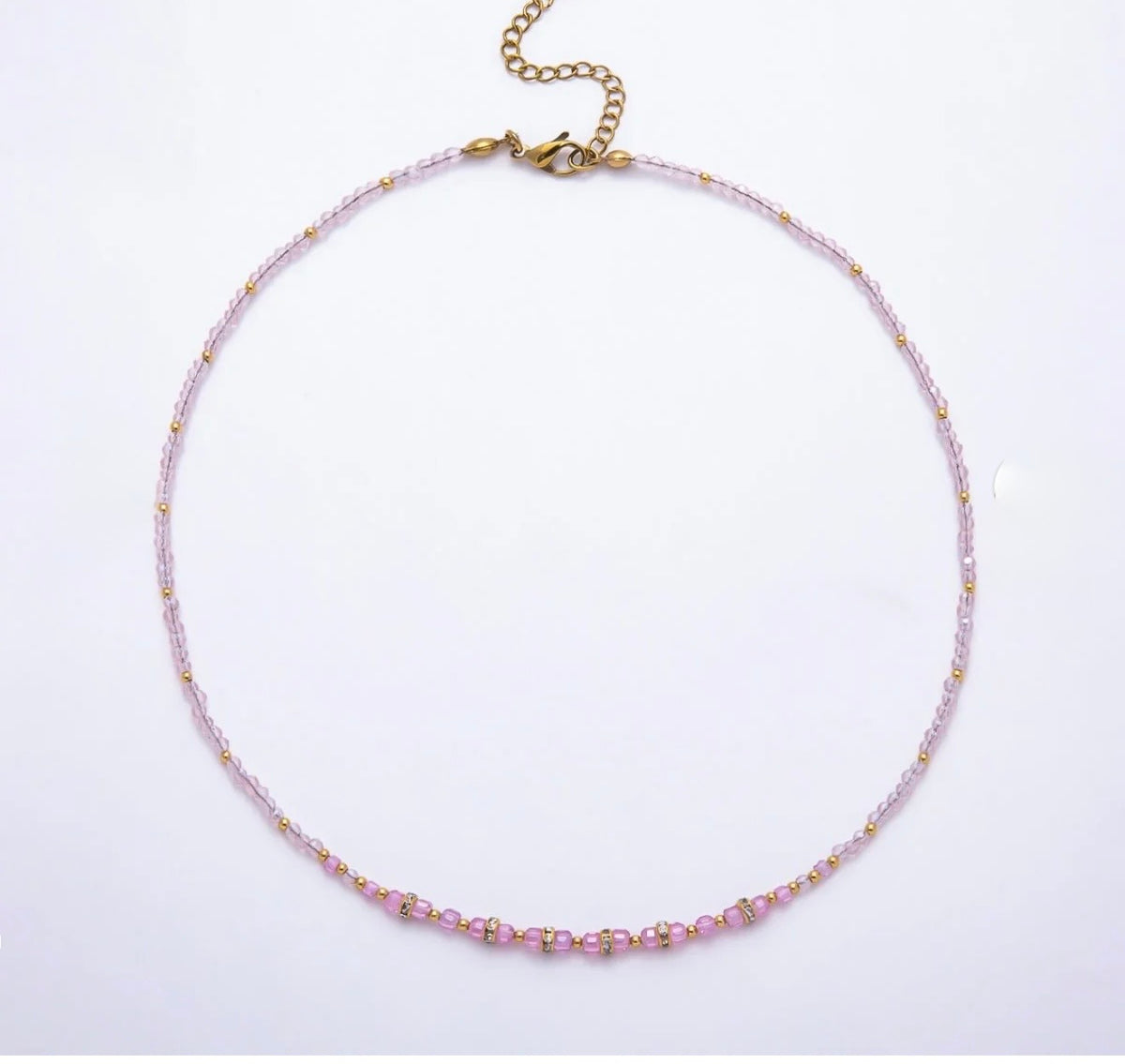 Blush & Crystal Beaded Necklace
