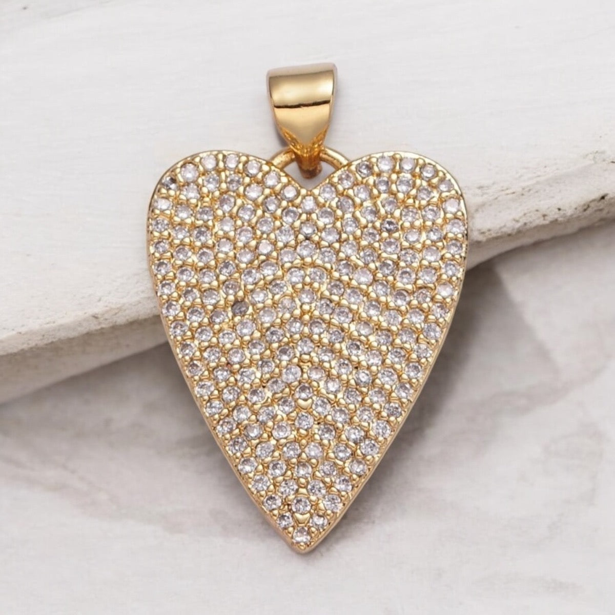 Pave Heart Pendant or Charm