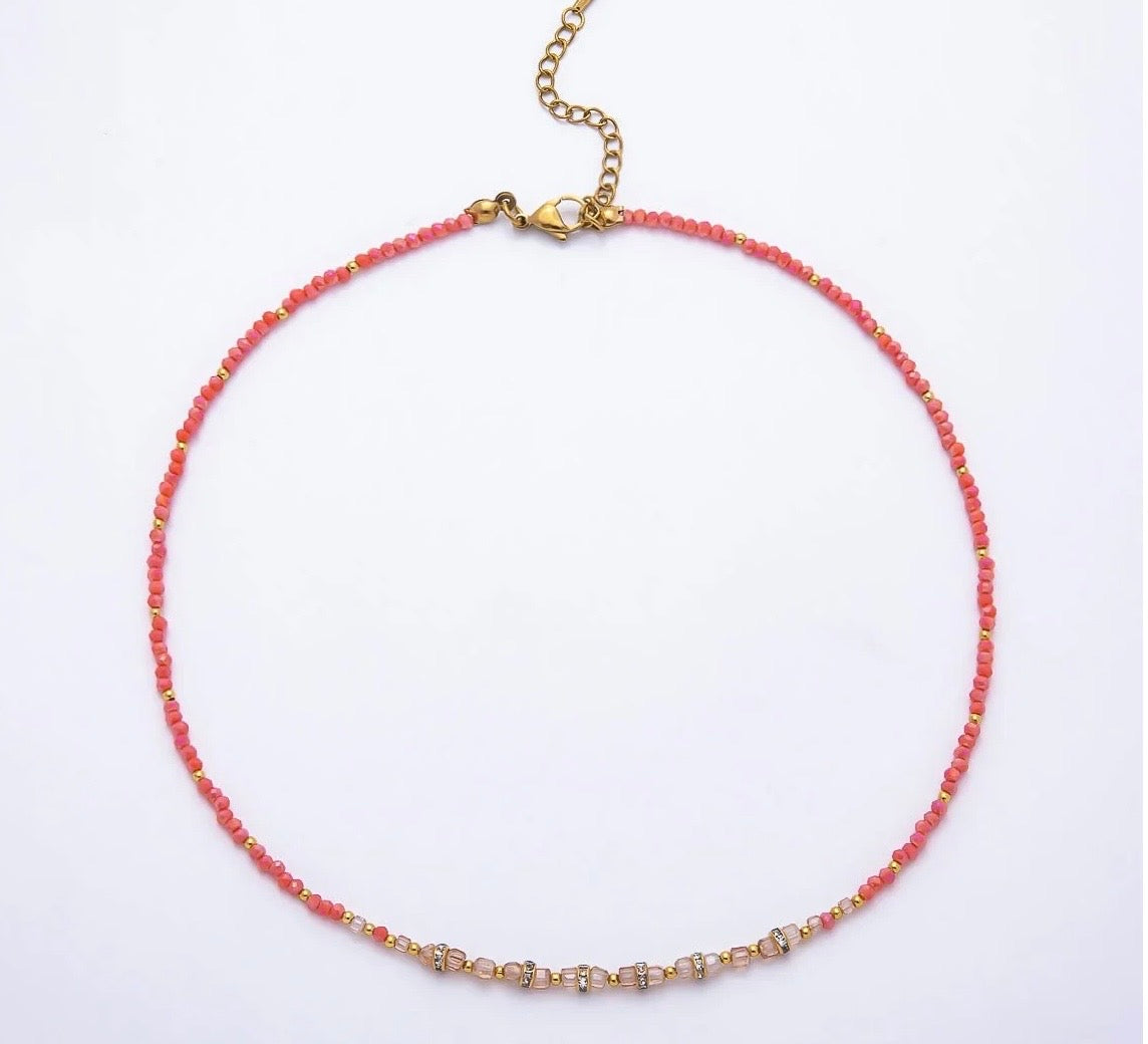4 mm Crystal Rondelle Beaded Necklace