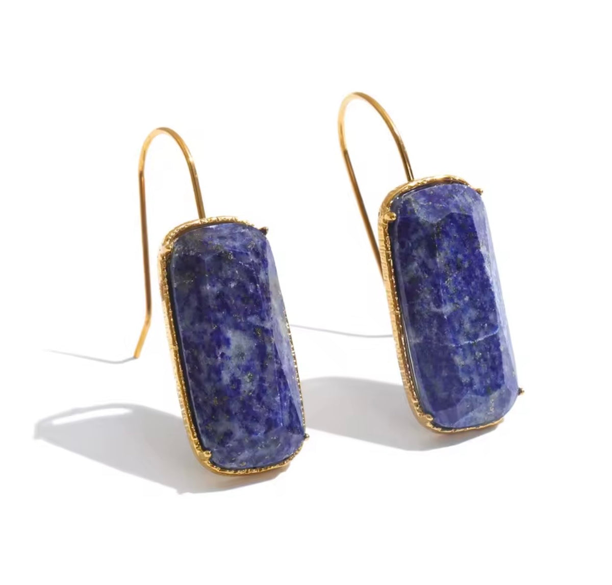 Lapis Tiger Rectangular Earrings