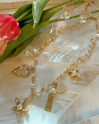 Pearls and Petals Mama Charm Necklace