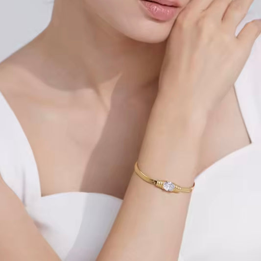 Textured CZ Snake Chain Bracelet